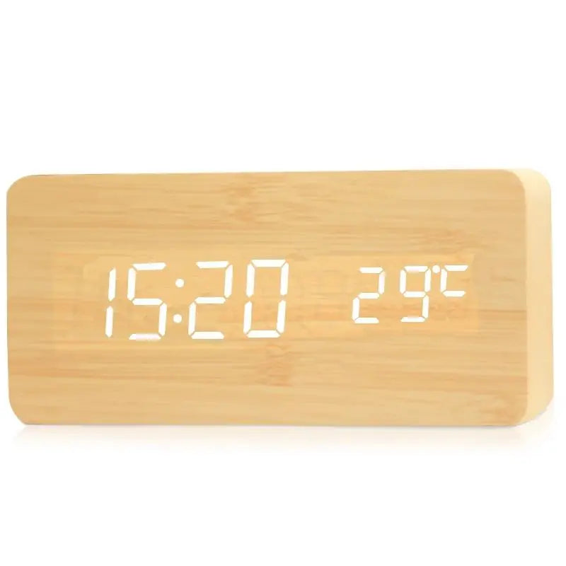 Digitális fa ébresztőóra LED kijelzővel – WoodSync