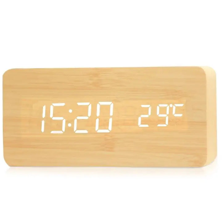 Digitális fa ébresztőóra LED kijelzővel – WoodSync