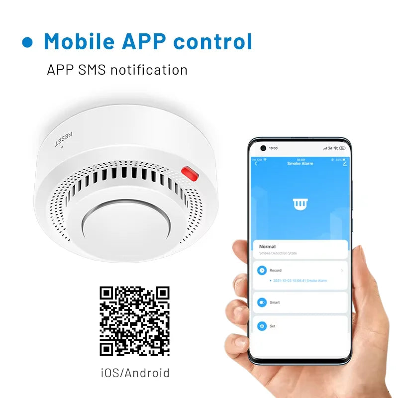 Intelligens WiFi Füstérzékelő Tűzjelző 85dB – SafeSense