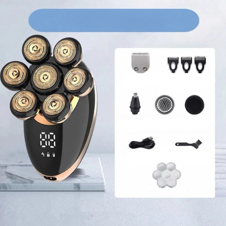 7D Lebegő Elektromos Borotva 5 az 1-ben Ápolószettel és Vízálló Dizájnnal – FlexEdge