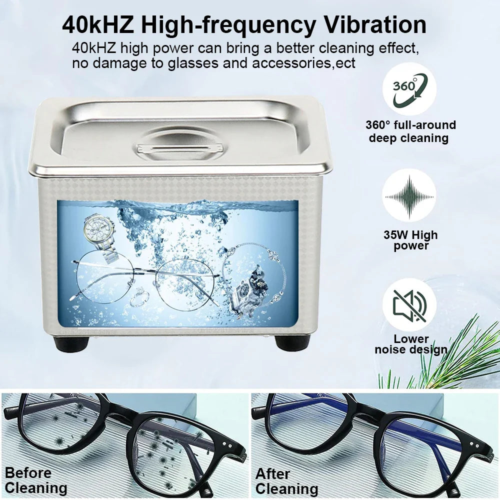 Ultrahangos Üveg Tisztító 40kHz Rozsdamentes Acél Ékszertisztító Gép – ClearWave