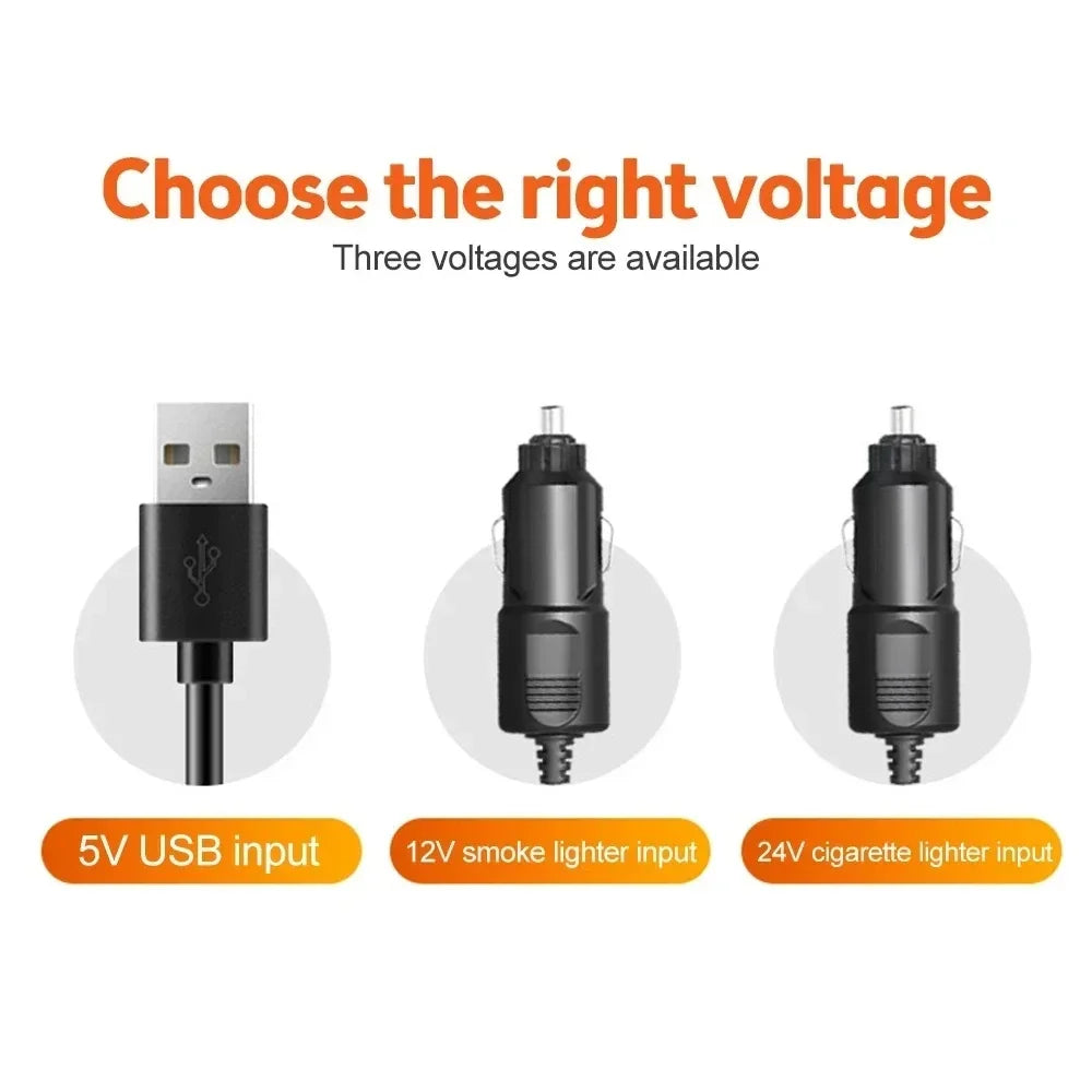 360° állítható 3-fejű autós ventilátor USB/12V/24V – AirFlow