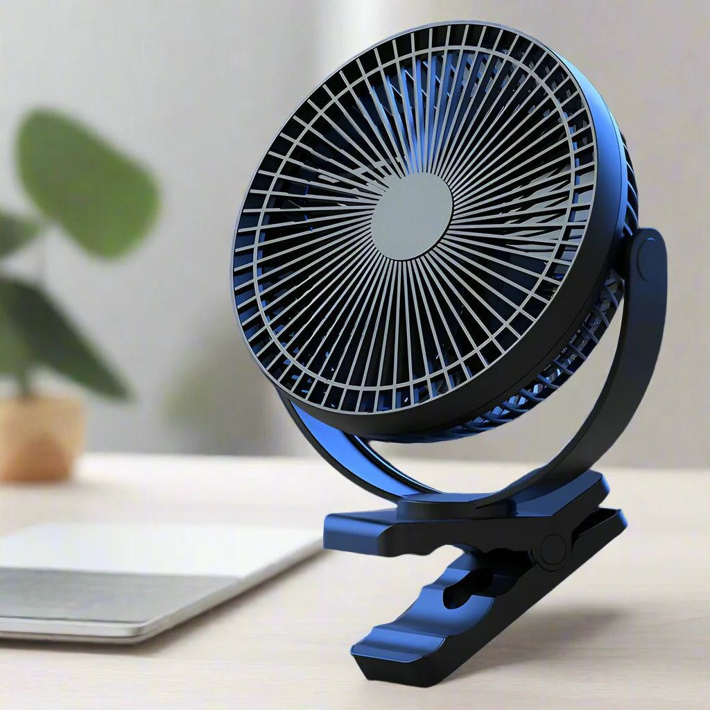 Hordozható USB újratölthető ventilátor 10000mAh akkumulátorral és klipszel – Zephyr