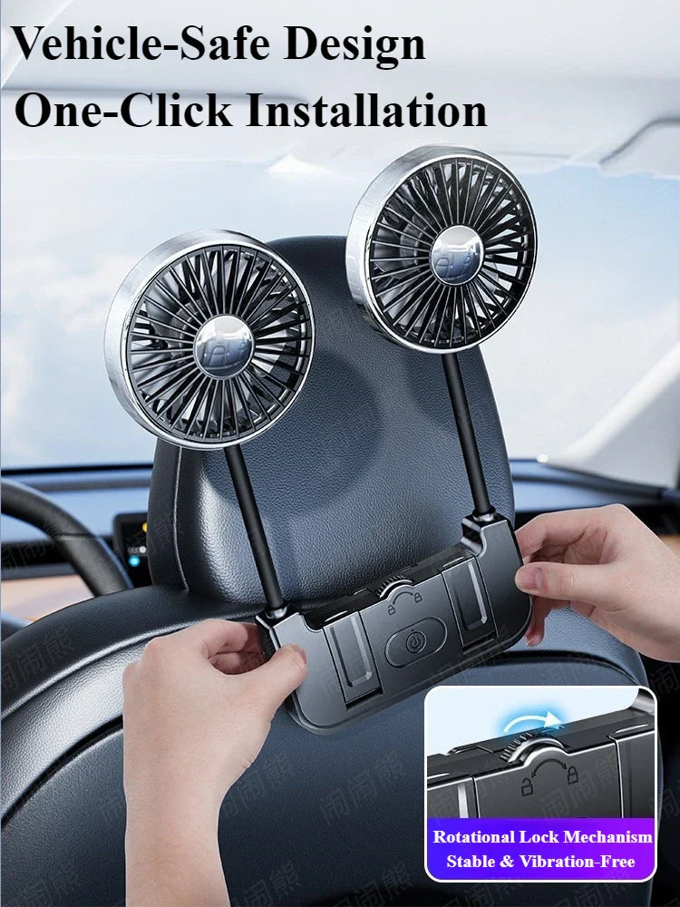 Kétfejű hátsó ülés ventilátor – Eary – (USB-C újratölthető)
