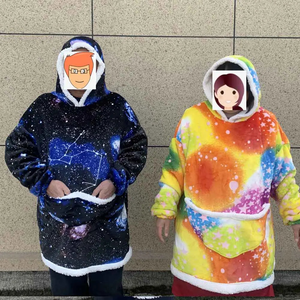 Túlméretes bolyhos takaró kapucnival és zsebekkel – SnugJoy