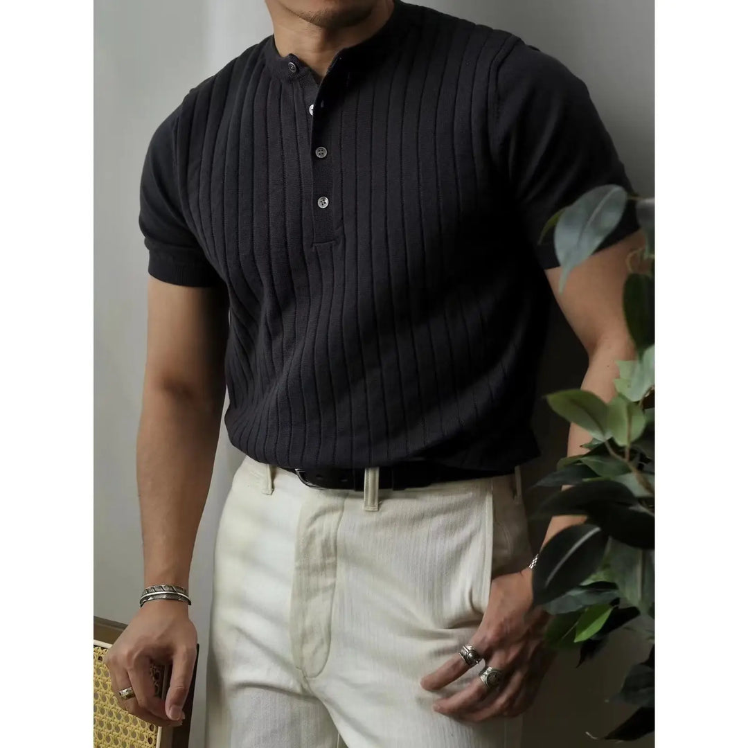 Slim Fit férfi póló nagy zipzárral – Fabrizio