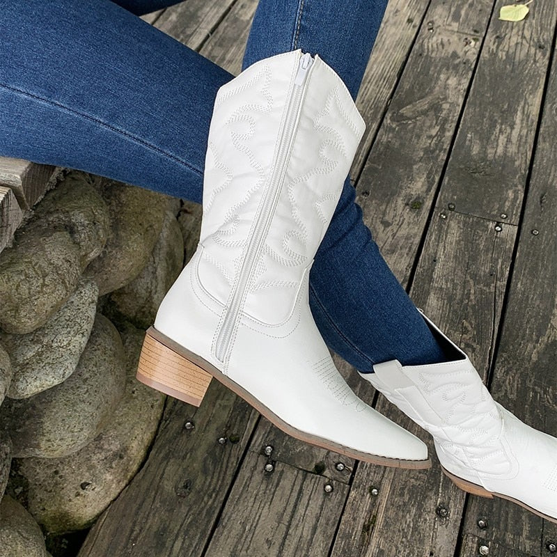 Retro Western Cowboy Csizma - Daisy