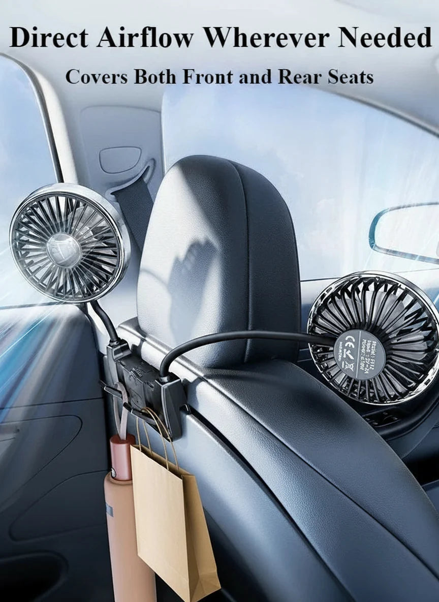 Kétfejű hátsó ülés ventilátor – Eary – (USB-C újratölthető)