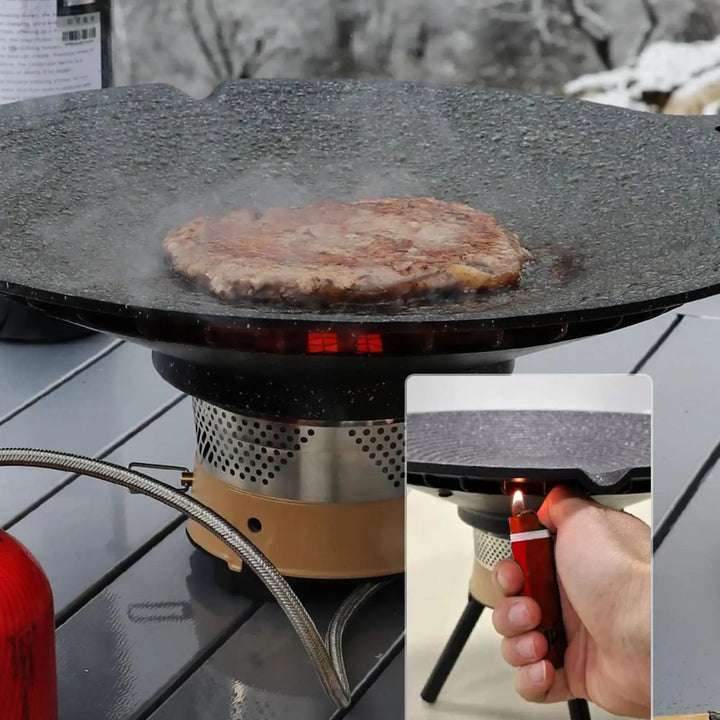 Hordozható alumínium grill serpenyő fogantyúkkal kempingezéshez és grillezéshez – Arlo