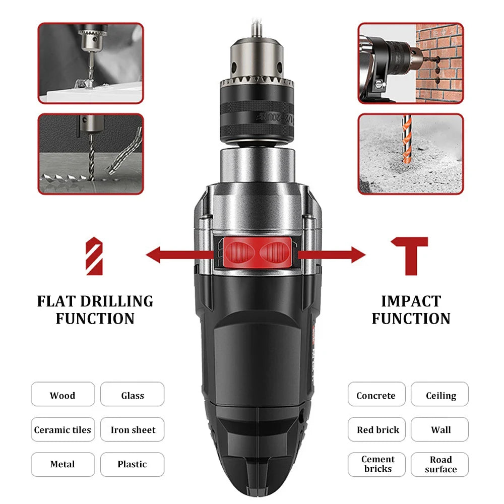 780W Elektromos Kalapács és Fúró Változó Sebességgel – DrillForce