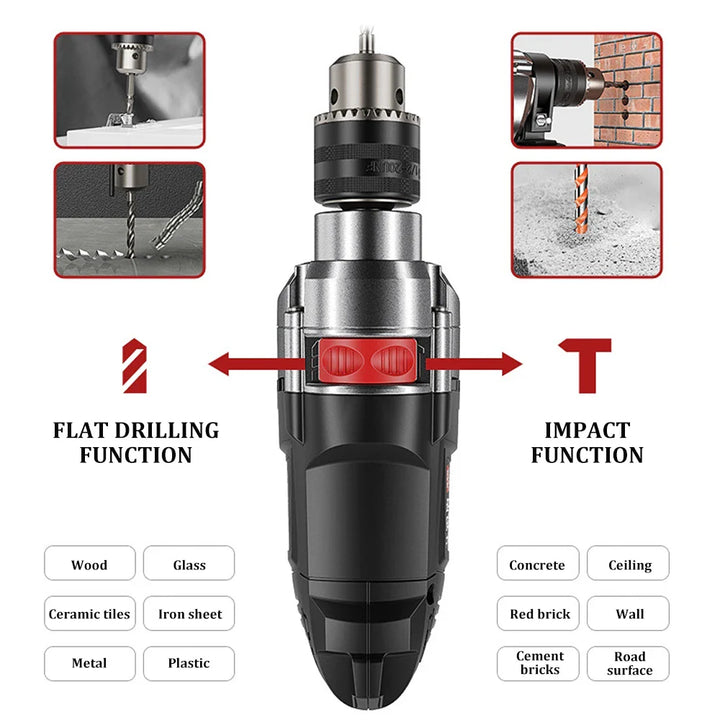 780W Elektromos Kalapács és Fúró Változó Sebességgel – DrillForce