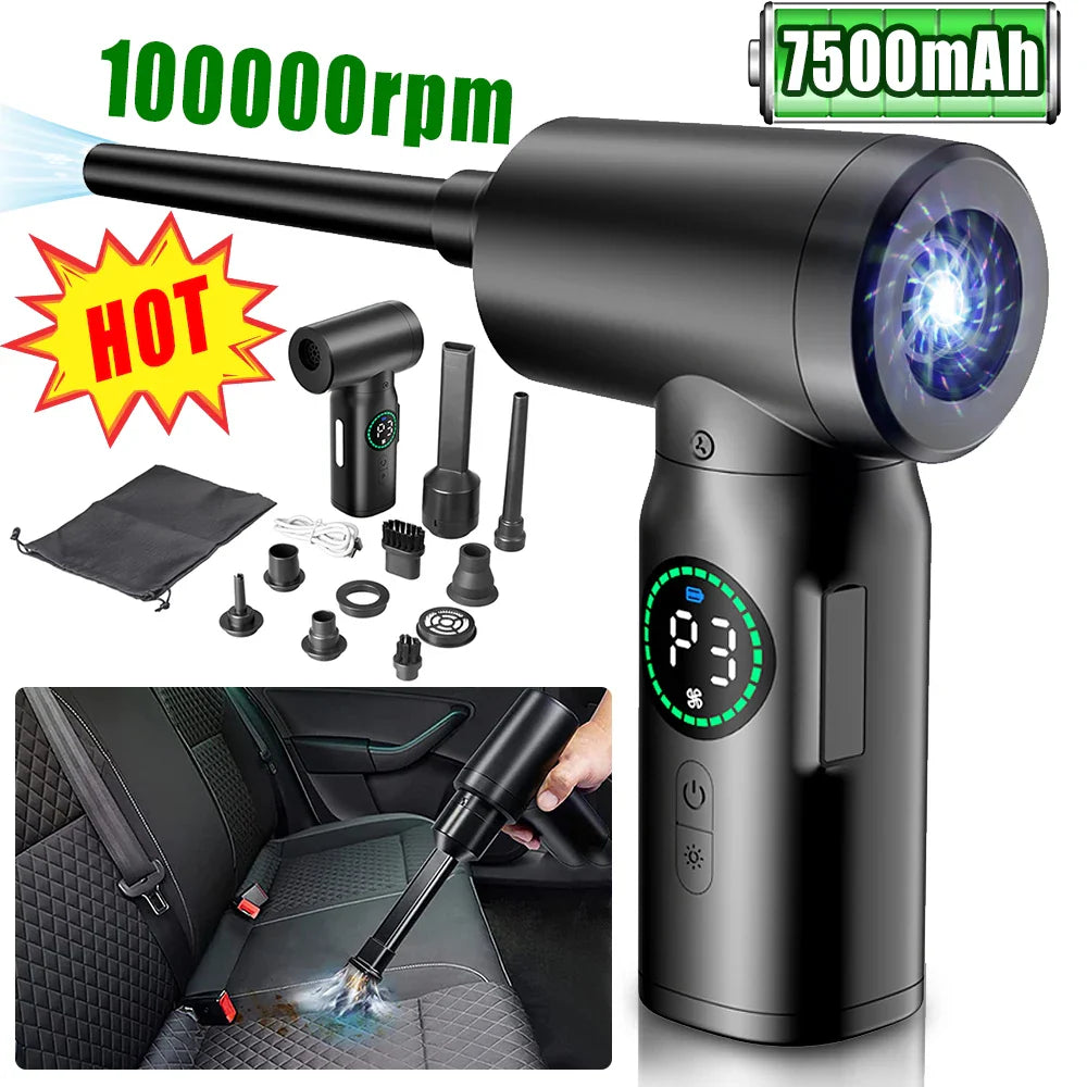 AA OOS 2-in-1 Hordozható Légnyomású Porszívó és Fújó LED Fénnyel (7500mAh) - AirMaster