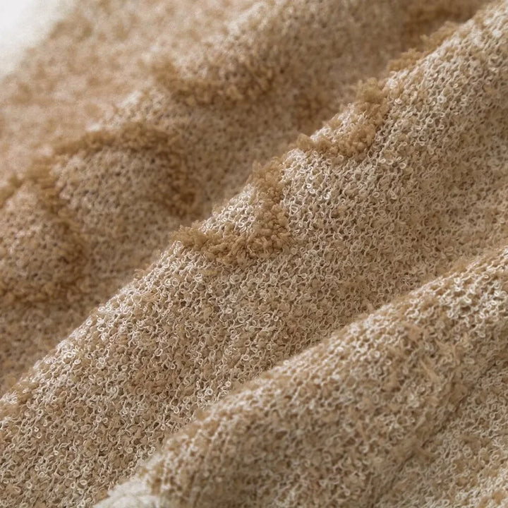 AA_KNOCKOFF Beige kötött női felső vintage jacquard mintával – Mireille