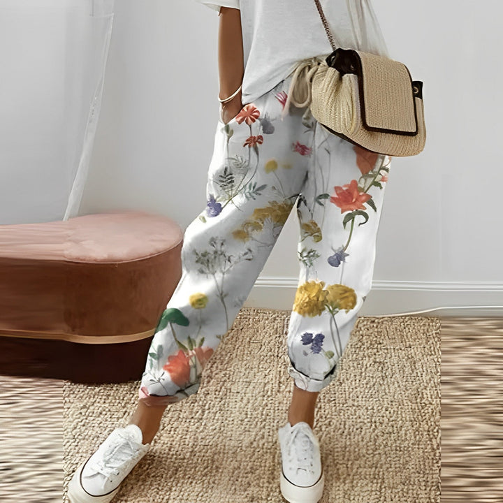 Boho női nadrág levélmintával – Selina