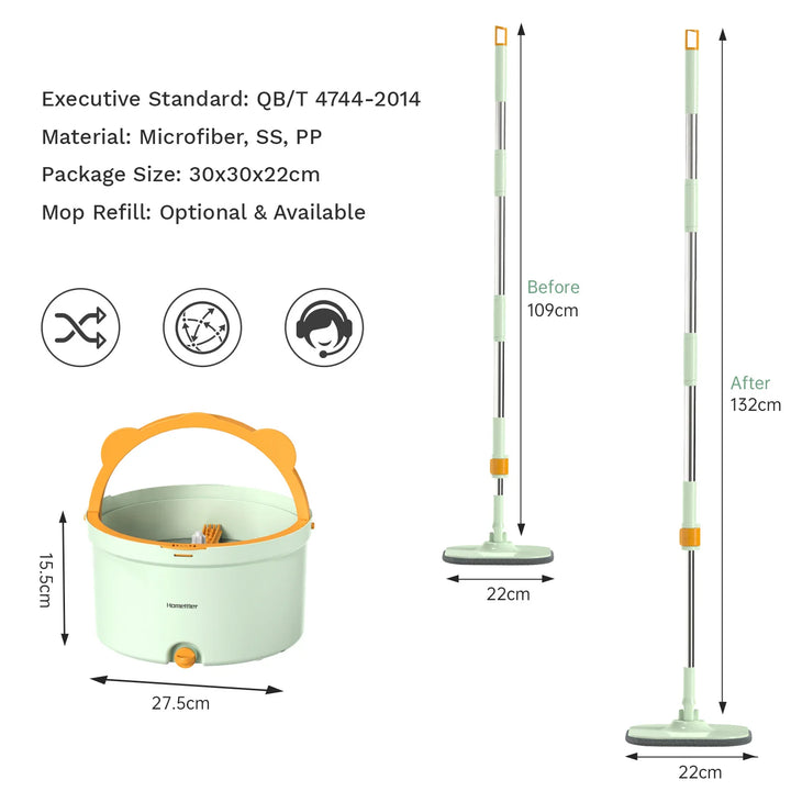 Öntisztító lapos mop vödörrel - SpinMop