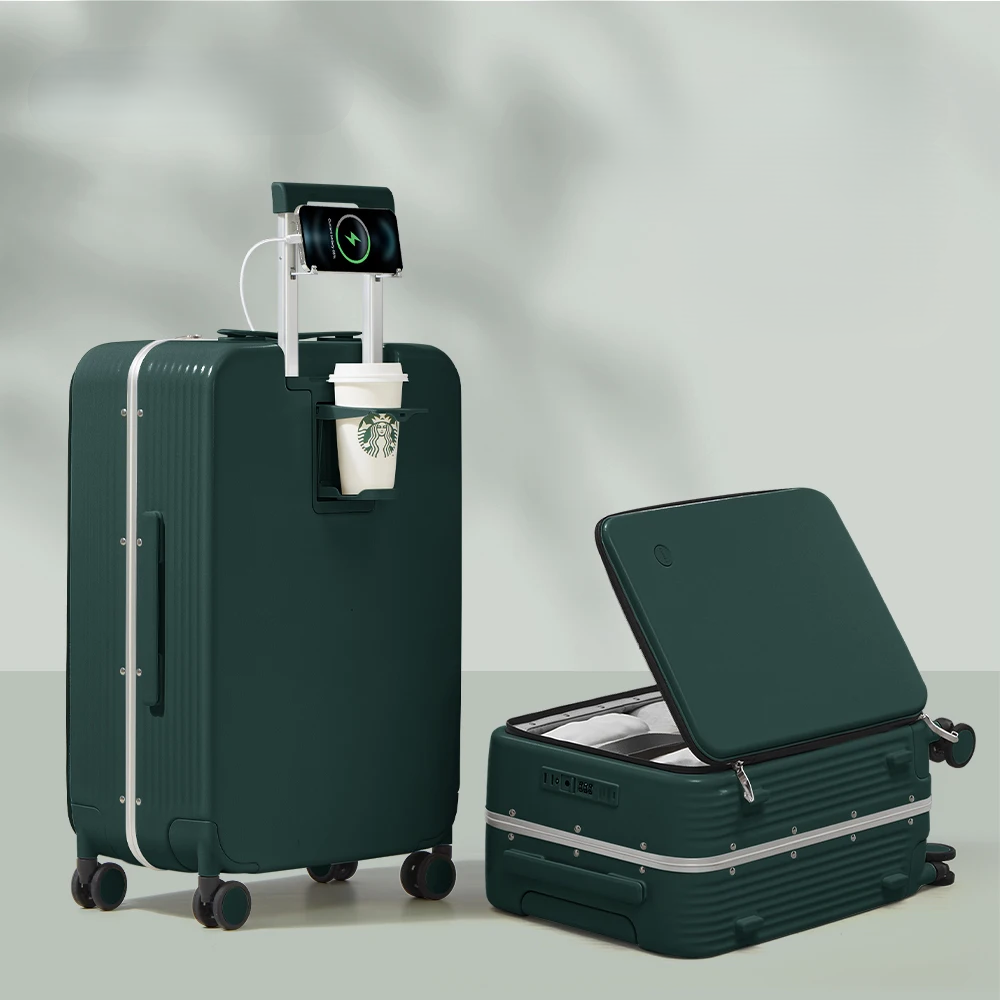 AA OOS Alumínium keretes, keményfedeles bőrönd USB-porttal – Torino