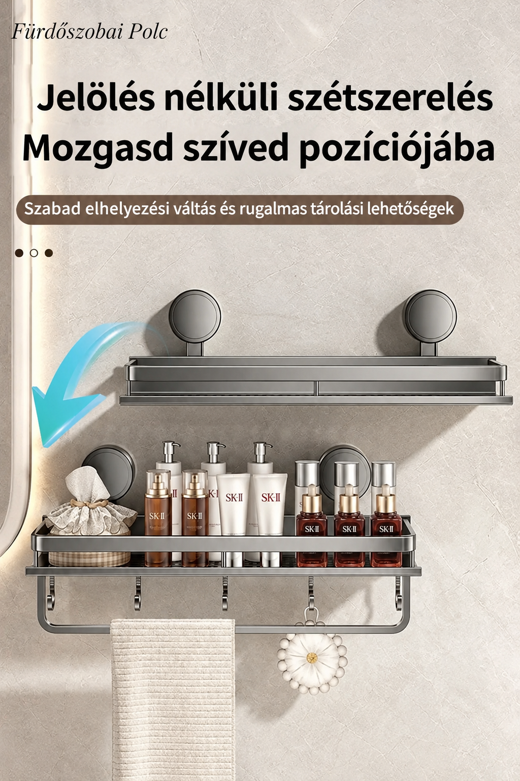 Półka łazienkowa z przyssawkami | Bez wiercenia | Pojemnik z odpływem wody