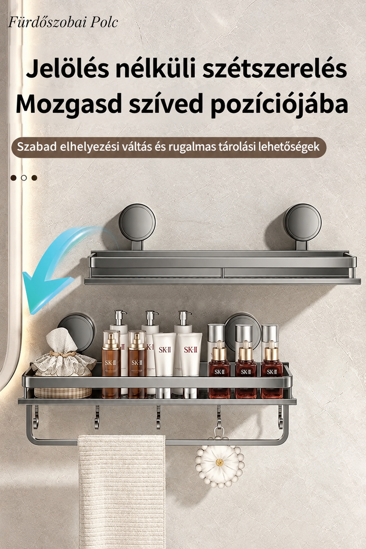 Półka łazienkowa z przyssawkami | Bez wiercenia | Pojemnik z odpływem wody