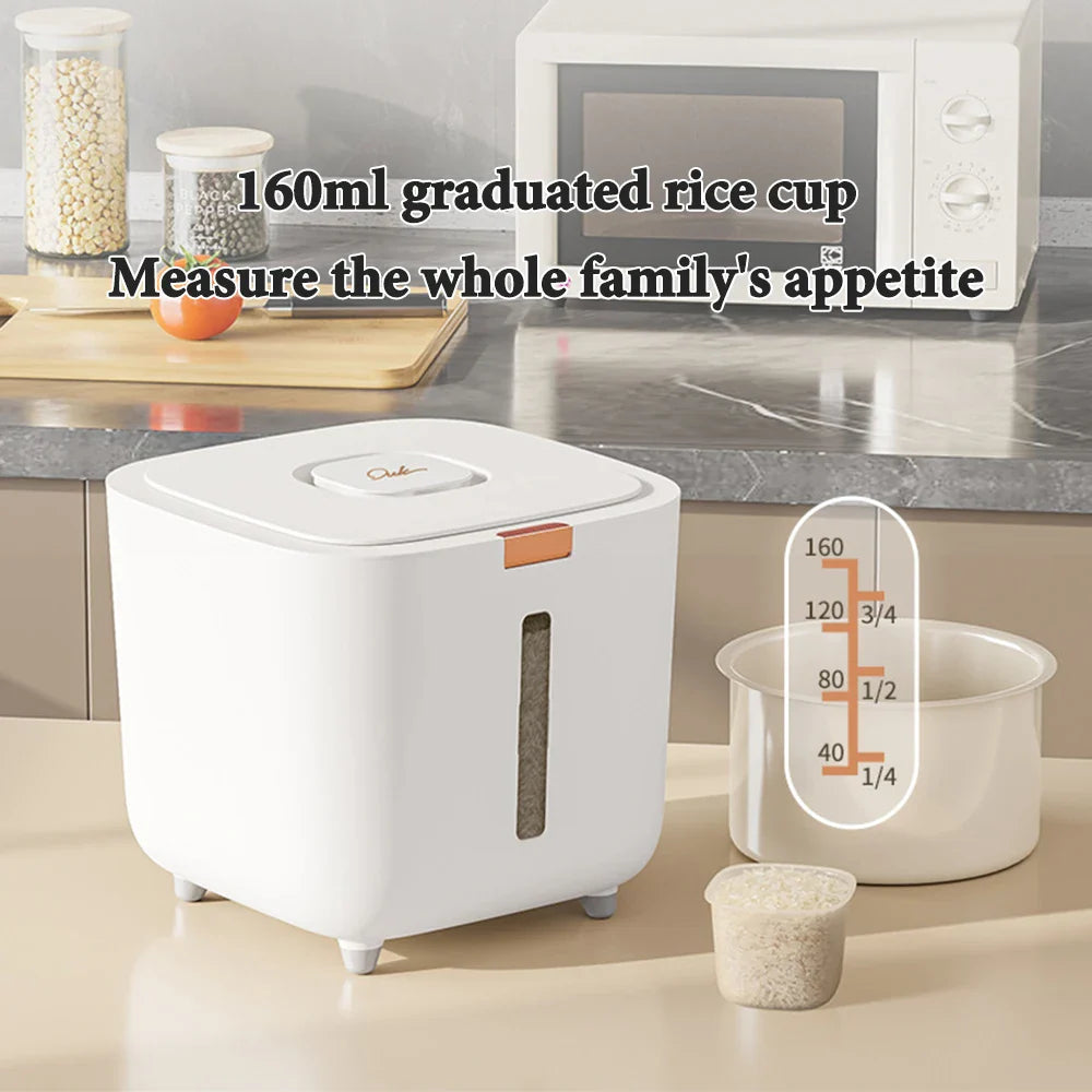 Rizs tároló doboz 5–10 kg légmentes, nedvesség- és rovarálló, mérőpohárral – GrainSafe