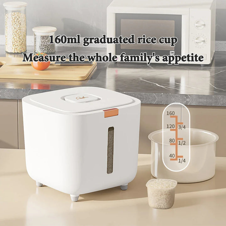Rizs tároló doboz 5–10 kg légmentes, nedvesség- és rovarálló, mérőpohárral – GrainSafe