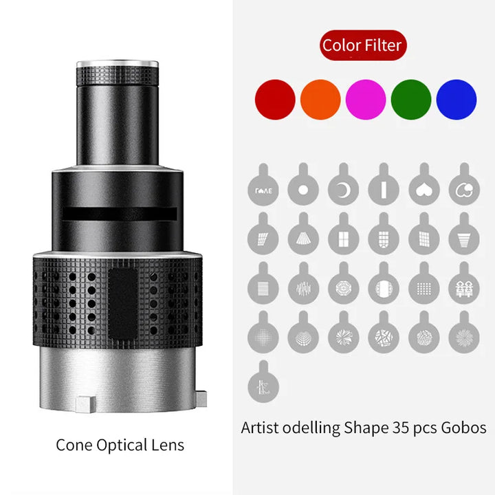 Optikai reflektor kúpos lencse készlet 35 gobóval és Bowens rögzítéssel – Lumina