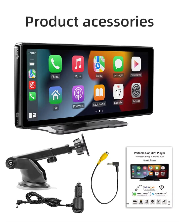 Univerzális 10,26 hüvelykes (26,06 cm) autós multimédia lejátszó vezeték nélküli CarPlay és Android Auto támogatással