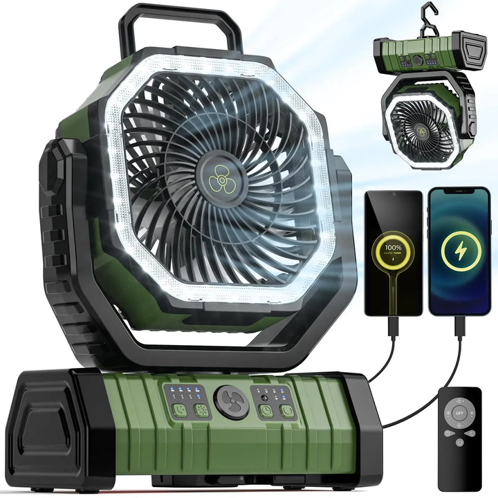 Kemping ventilátor 20,000mAh akkumulátorral, LED lámpával és távirányítóval – AirMate