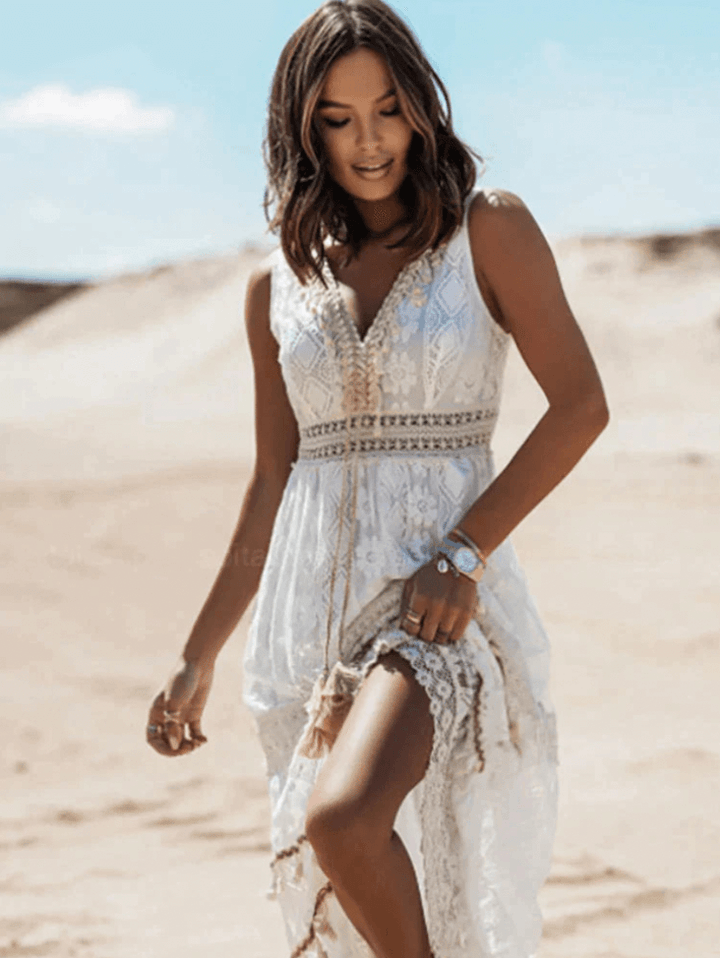Laza Boho-maxi ruha stílusos részletekkel – Solange