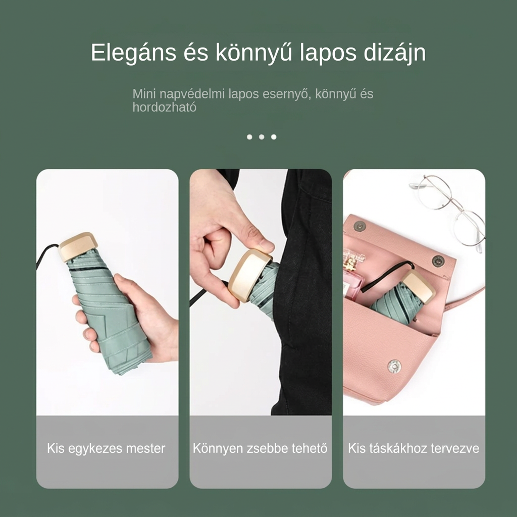 Kompakt mini zsebesernyő UV-védelemmel