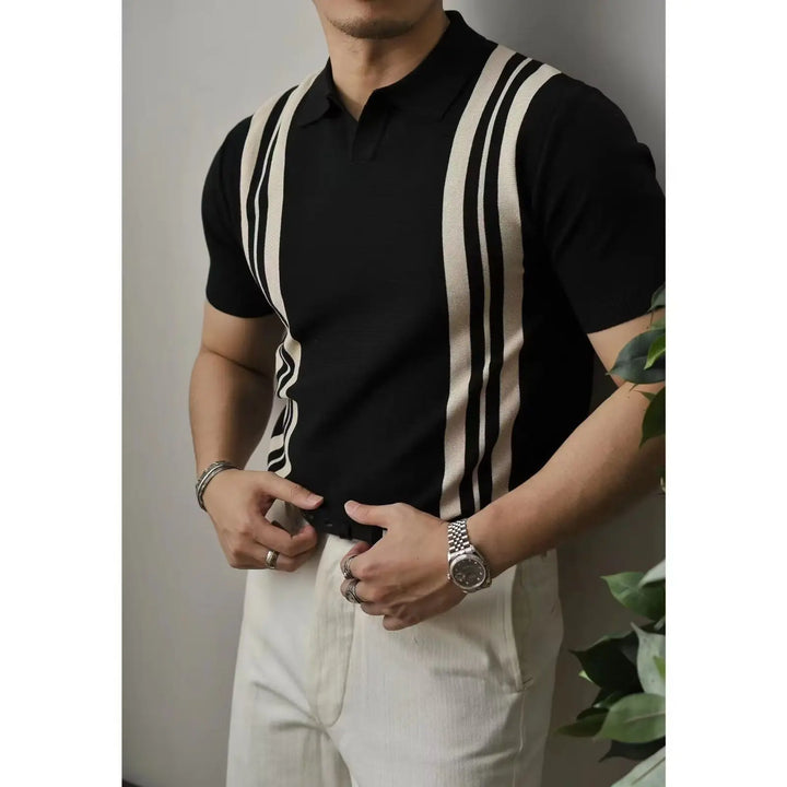 Slim Fit férfi póló nagy zipzárral – Fabrizio