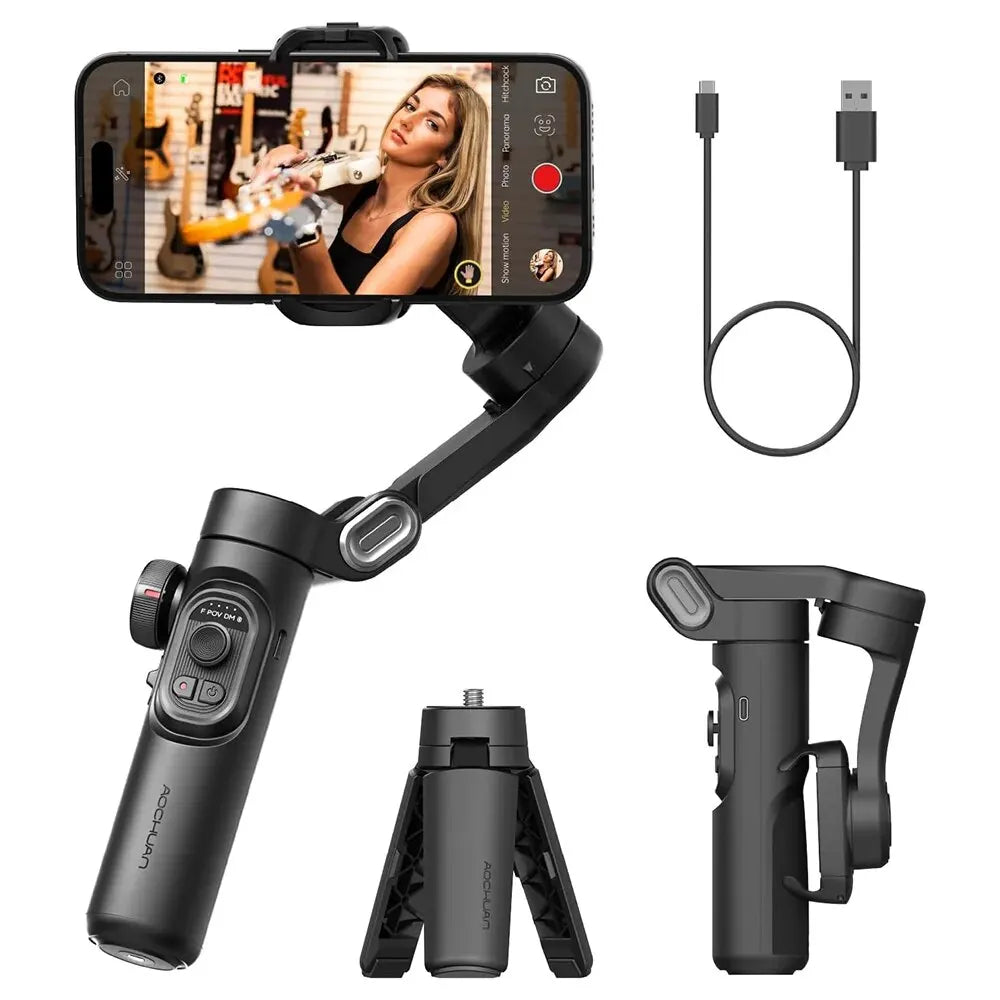 3-tengelyes okostelefon gimbal stabilizátor AI követéssel és arc- észleléssel – Alvion