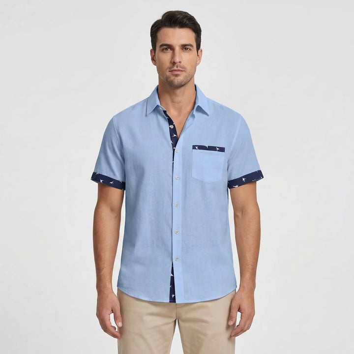 Short-Sleeve Contrast Trim Shirt - Warren