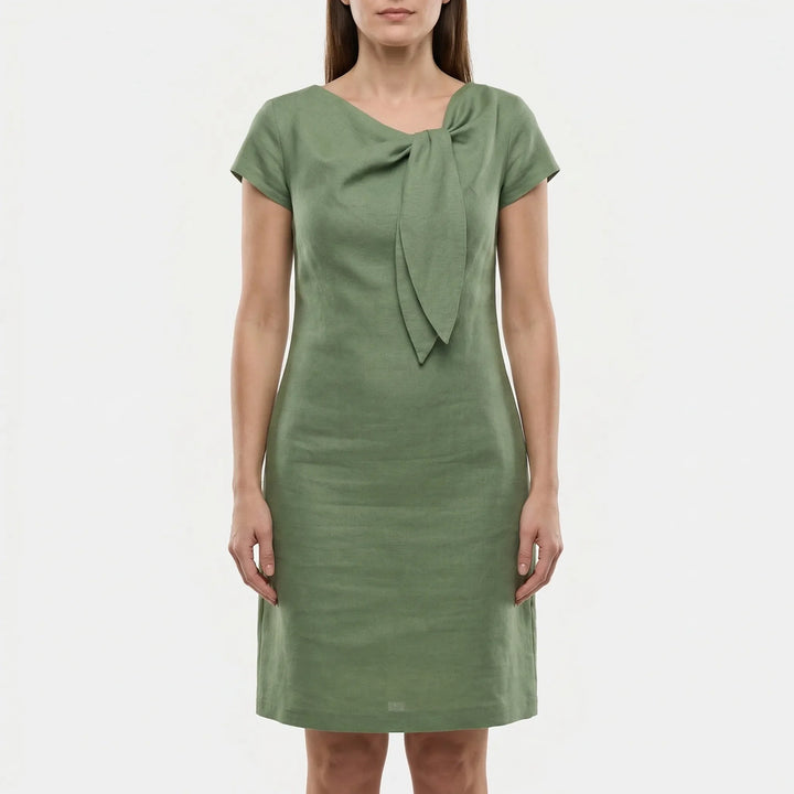 Short Sleeve Bow Detail Shift Dress - Susan