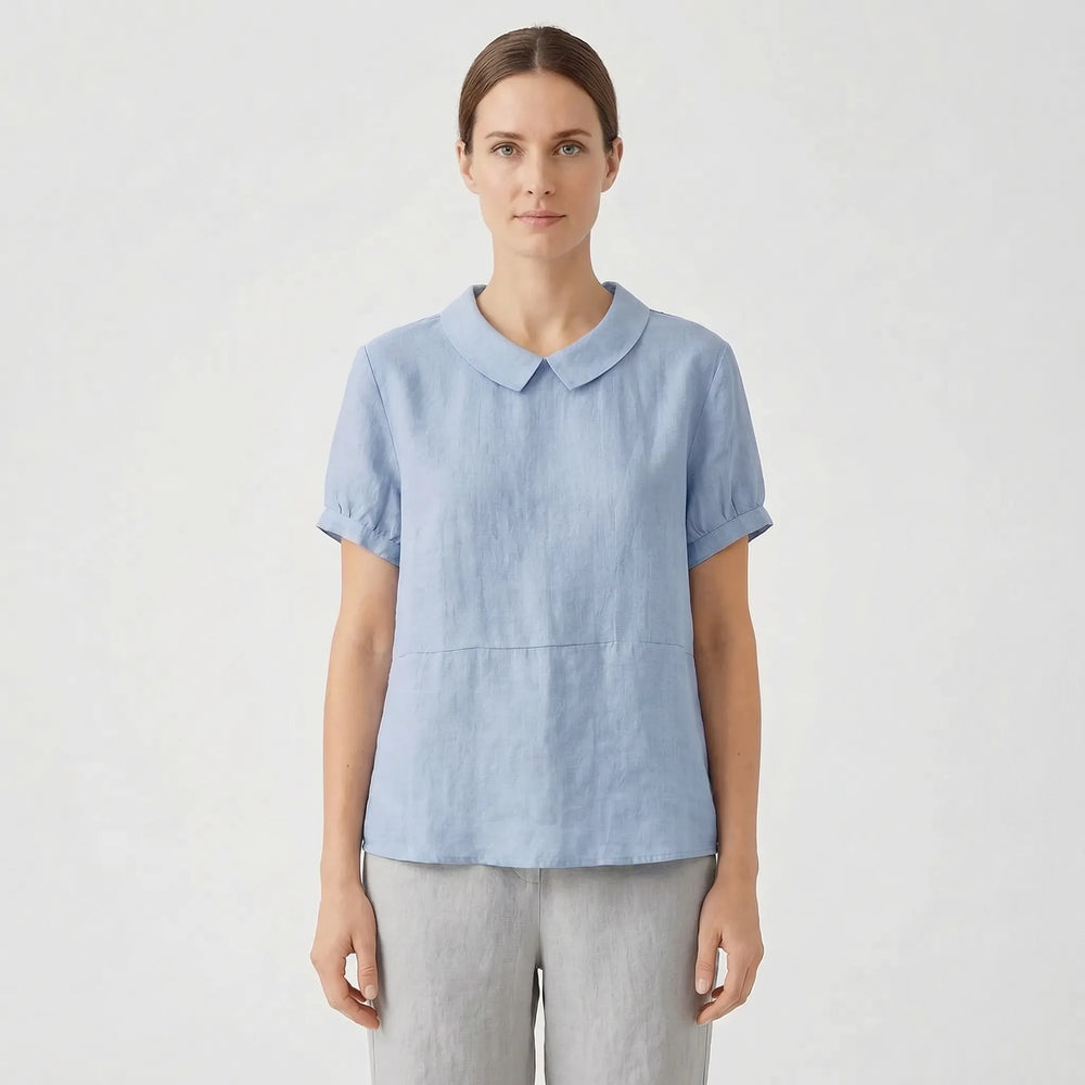Short Sleeve Collared Women's Top - Maria