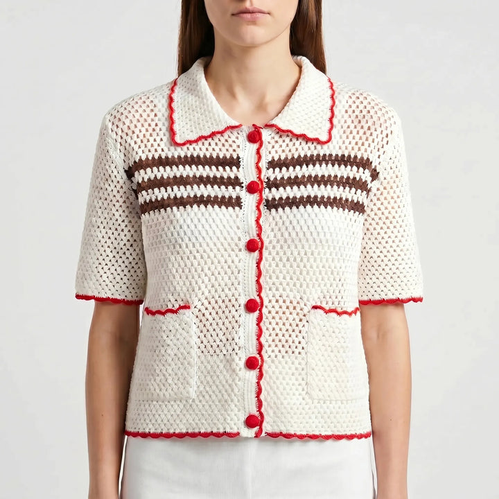 Short Sleeve Knitted Cardigan -  Penny