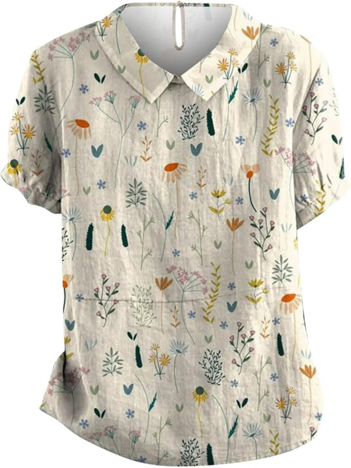 Short Sleeve Wildflower Print Blouse - Mable