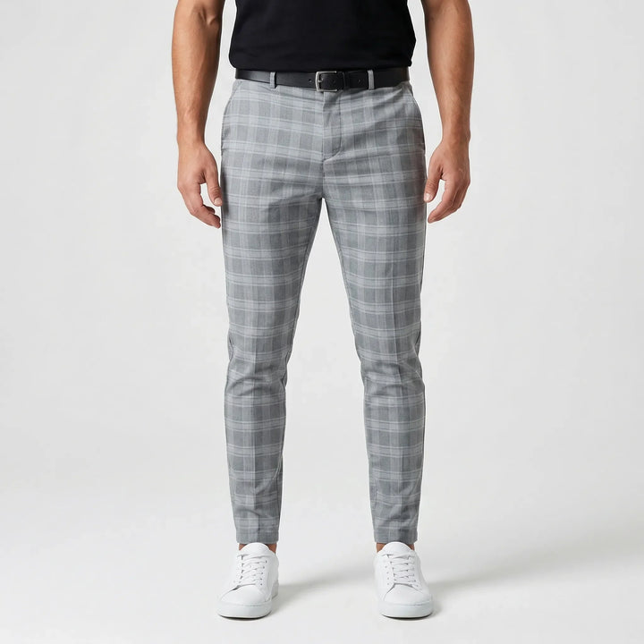 Slim Fit Cropped Check Trousers - Cornelius