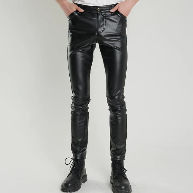 Slim Fit Rugalmas Bőr Nadrág Férfiaknak - Lars