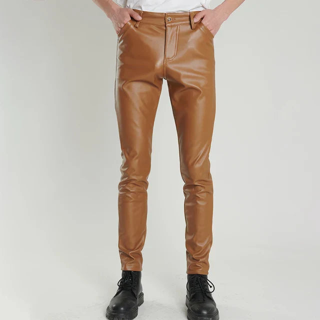 Slim Fit Rugalmas Bőr Nadrág Férfiaknak - Lars