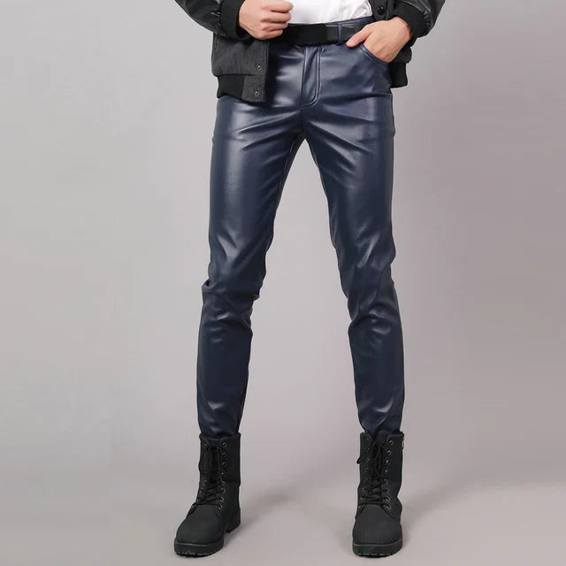 Slim Fit Rugalmas Bőr Nadrág Férfiaknak - Lars