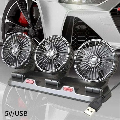360° állítható 3-fejű autós ventilátor USB/12V/24V – AirFlow