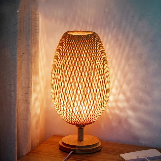 AA OOS Vintage Bambusz Asztali Lámpa - TimberGlow