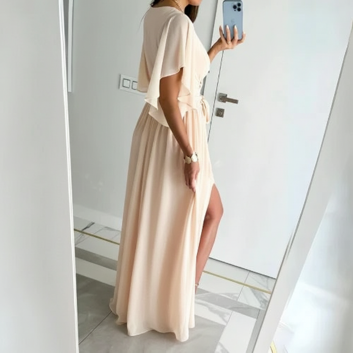 V-nyakú nyári ruha harangujjakkal – Sofia