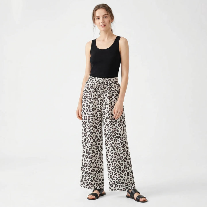 Wide-Leg Animal Print Trousers - Kendra