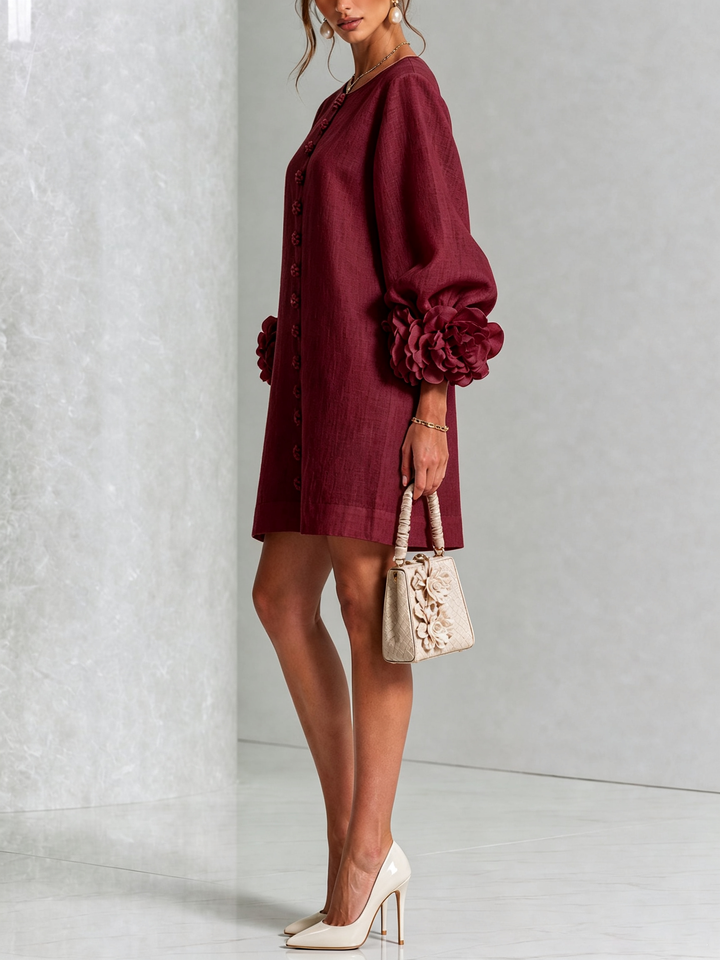 Boryana Colorful Mini Dress with Statement Ruffled Cuffs 36