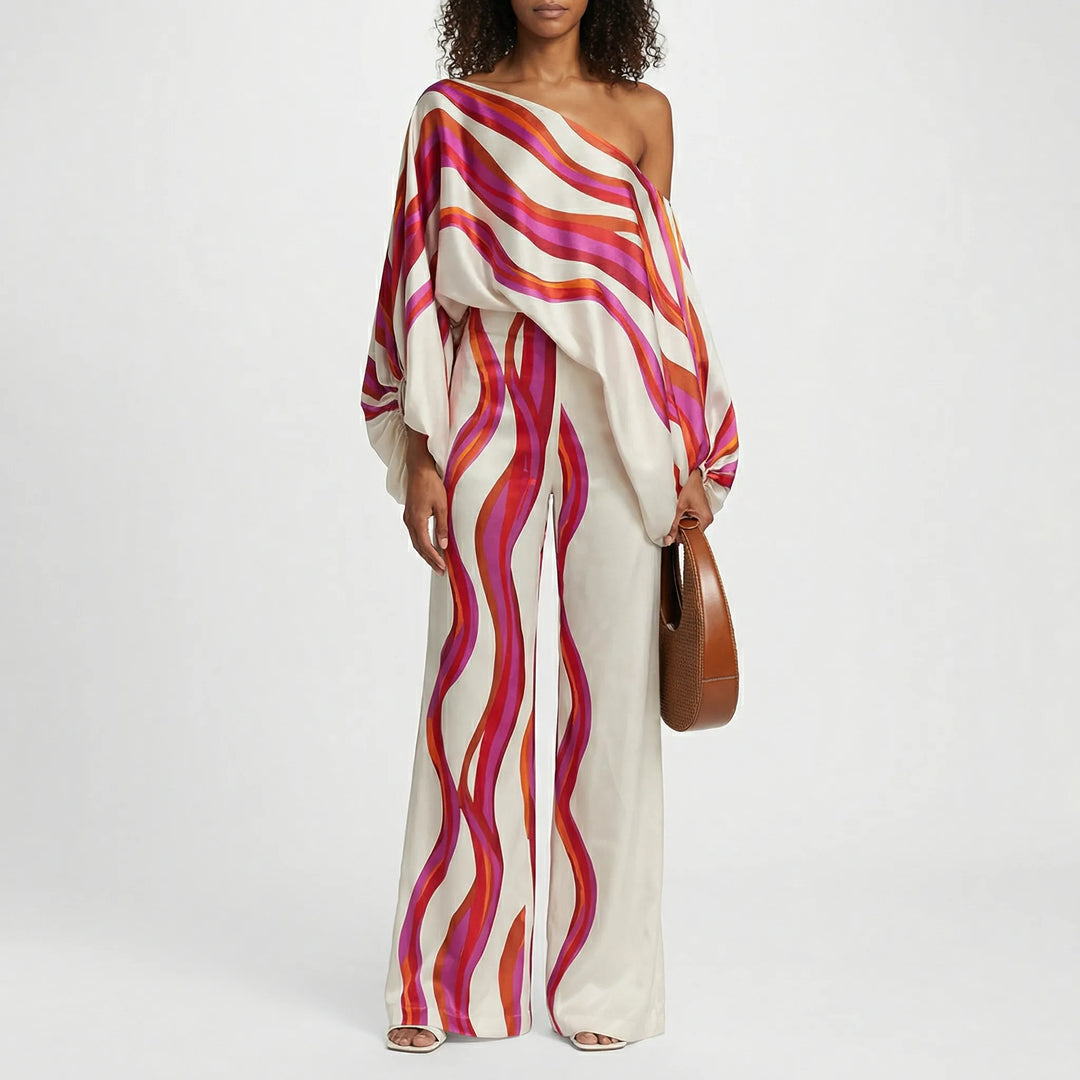 Zweiteiliges Set Mit Off-Shoulder-Top Und Weitem Schnitt - Fannie