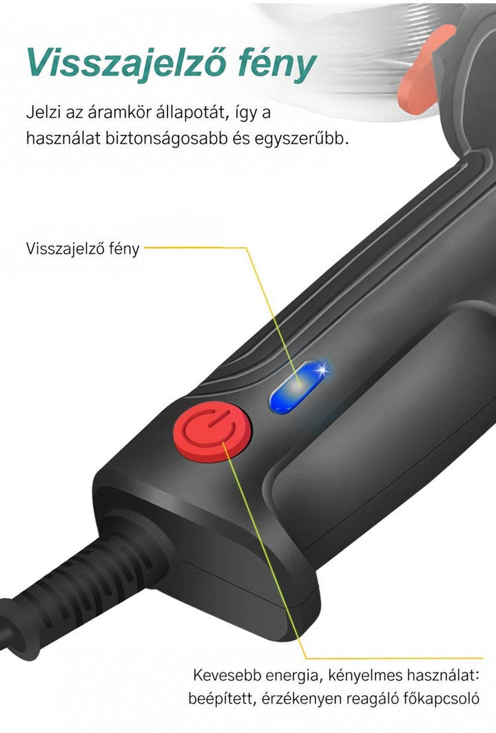 A markolat hátsó része közelről a kék jelzőfénnyel és a piros főkapcsolóval 5