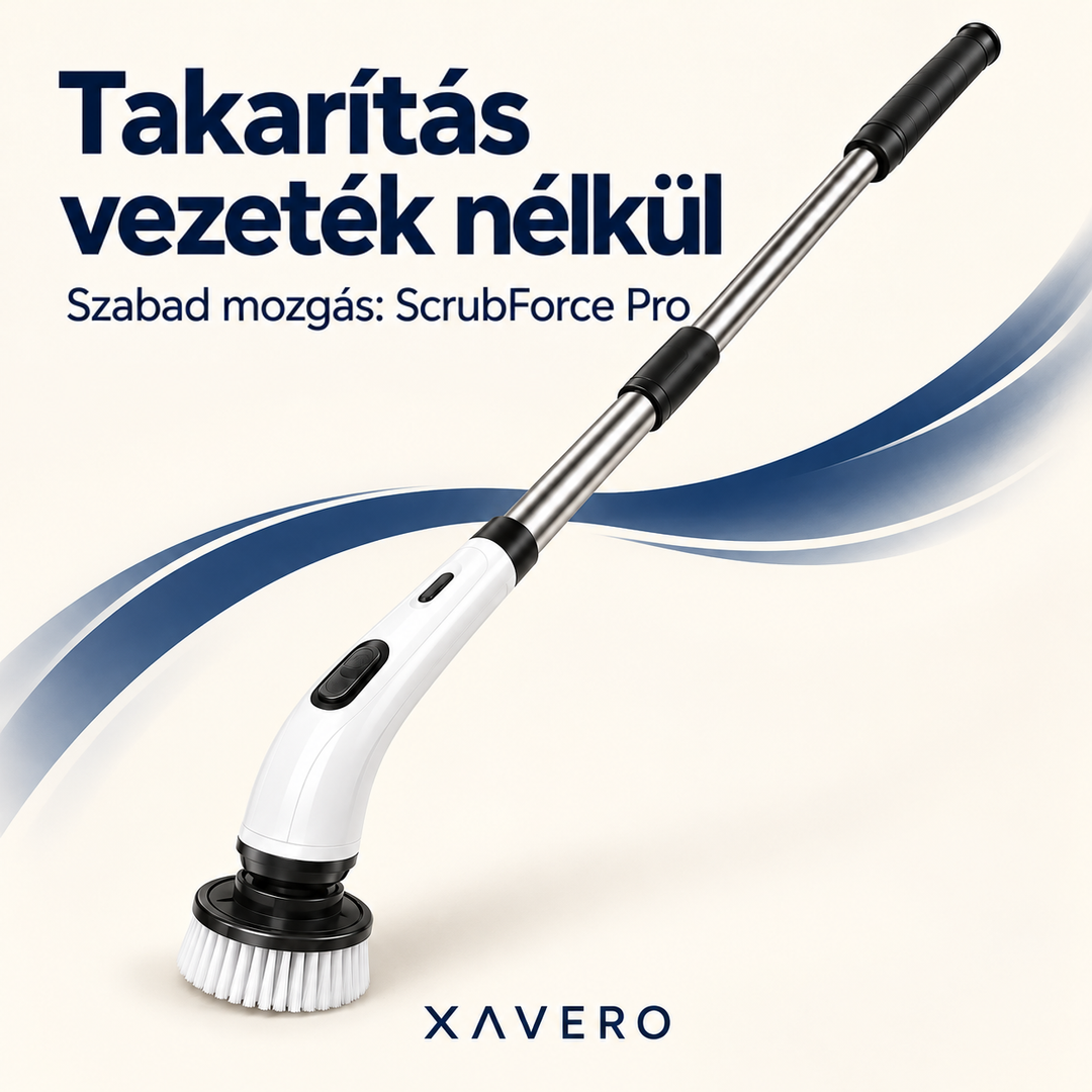 A teljes súrolókefe krémszínű háttéren, kék hullámos mintával, a vezeték nélküli használat hangsúlyozásával 9