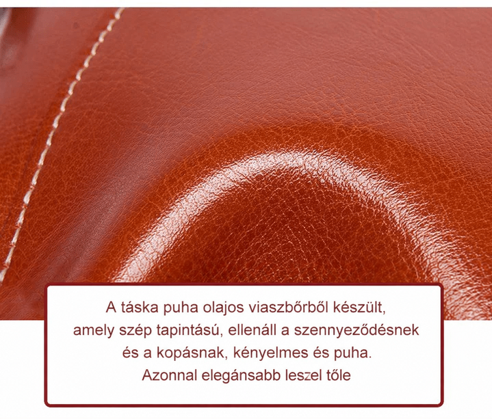 Közeli kép a barna olajviaszos bőr felületének textúrájáról és a varrásról 14