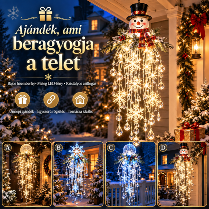 Hóemberes nagy kép négy kivitel kisebb előnézetével: gömb, hópehely, kék gömb és hóember 16
